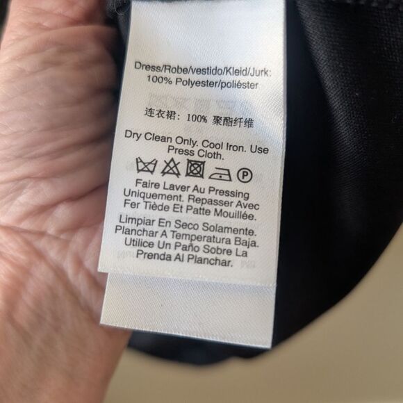 DKNY Floral-Print Tie-Neck Shift Dress Black Multi Size 14 - Picture 8 of 9